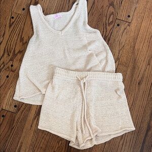 Pink Lily Cream Pajama Set Intimates Sleepwear